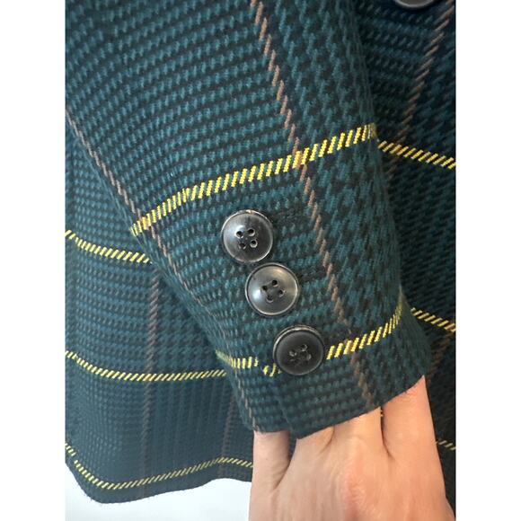 Anine Bing Madeleine Green Plaid Double Breasted Blazer Size Small - Picture 9 of 11